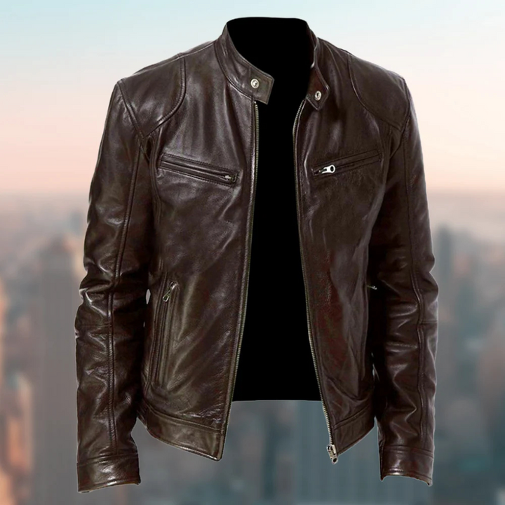 Modern men's refined zipper jacket. Sophisticated outerwear with a classic fit, ideal for versatile fashion.