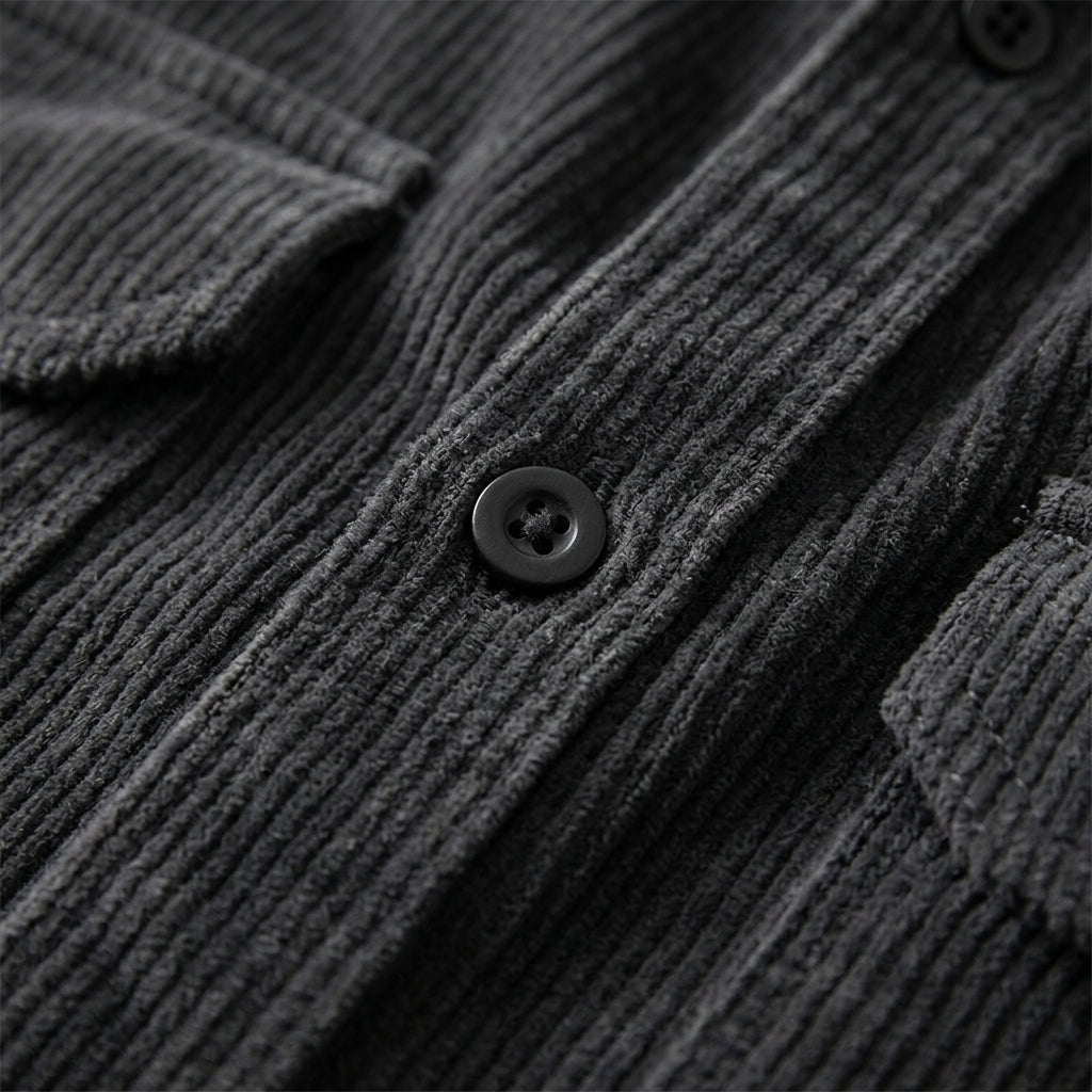 Smart casual men's gray overshirt. This button-up layering essential offers versatile, modern fit style.