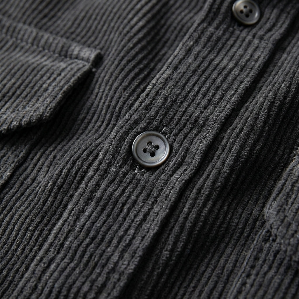All-season blue men's button-up overshirt, a modern fit casual shirt and stylish layering top.
