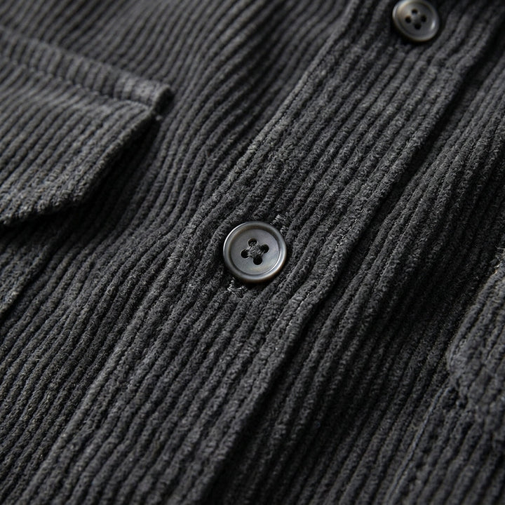 All-season blue men's button-up overshirt, a modern fit casual shirt and stylish layering top.
