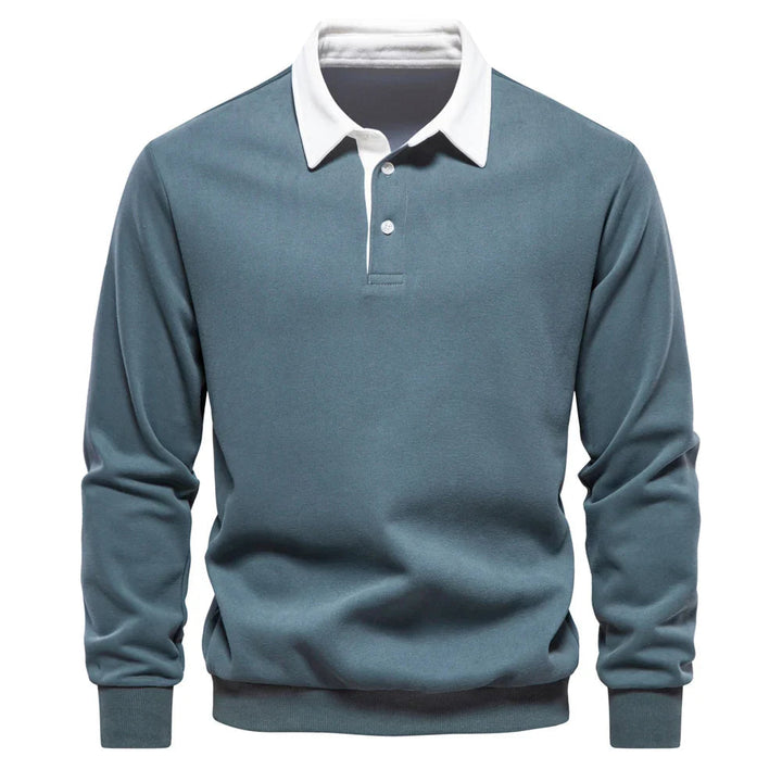 Men's long sleeve rugby shirt for active casual wear, comfortable & durable, perfect for daily style.