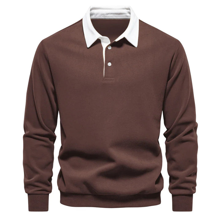 Classic men's long sleeve rugby shirt, timeless polo style, versatile mens apparel for any season.