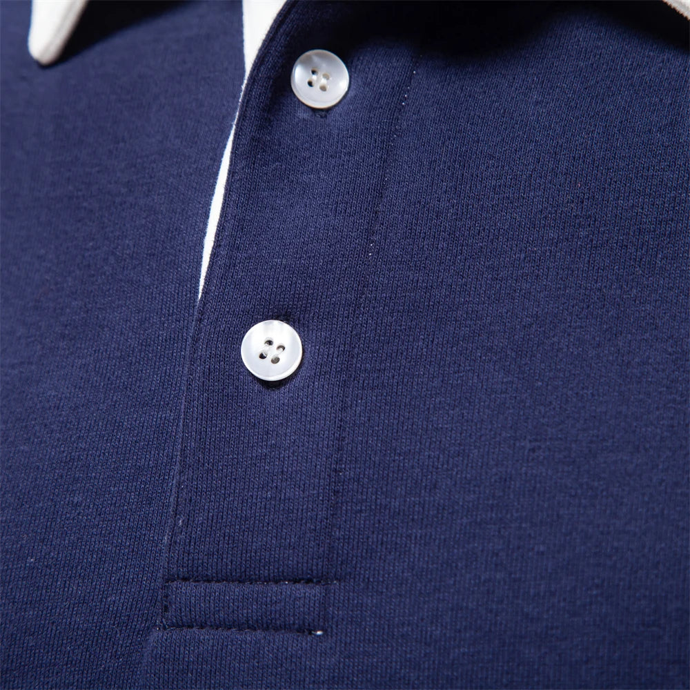 Versatile men's pullover rugby shirt, great for casual wear or smart-casual occasions, stylish & comfy.