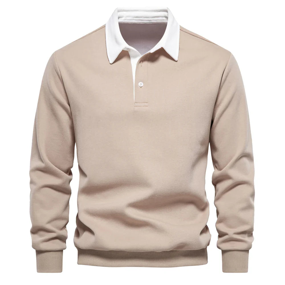 Effortless comfort men's long sleeve rugby shirt, easy-wear pullover, great everyday shirt for men.
