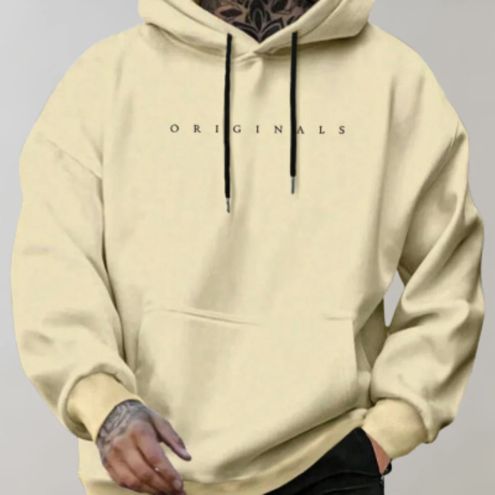Men's stylish oversized hoodie with hood, a comfortable pullover ideal for casual wear & streetwear.