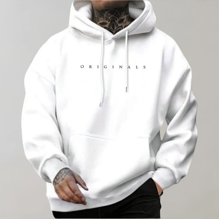 Modern men's oversized hooded sweatshirt, perfect for versatile spring/summer fashion & urban streetwear.