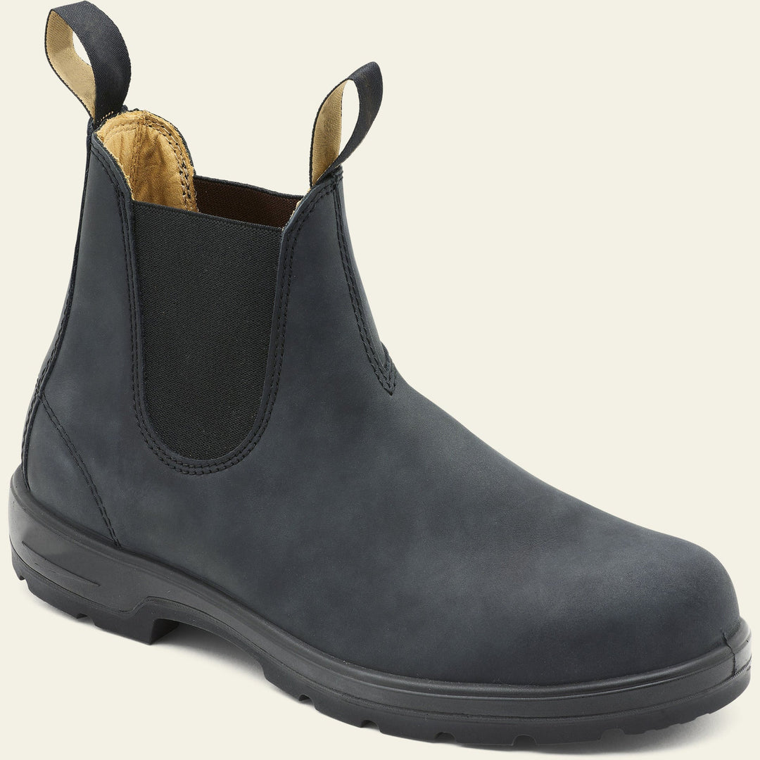 Men's stylish slip-on Chelsea boots in classic black leather, perfect for versatile casual or dress wear. Comfortable ankle boots.