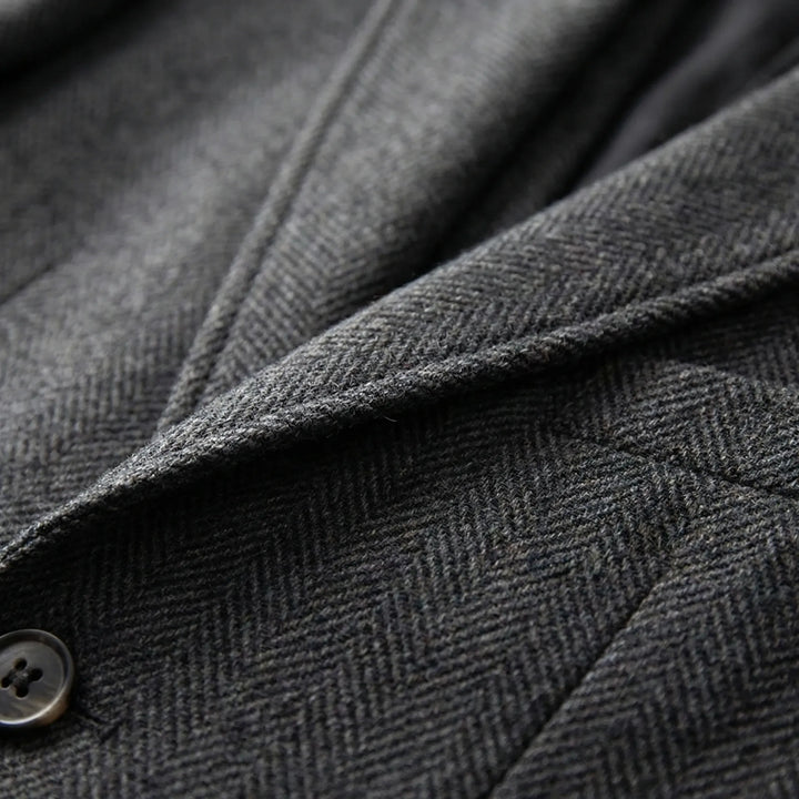 Stylish men's herringbone vest from a 3-piece suit. Adds a refined touch to formal wear, business, or wedding outfits.