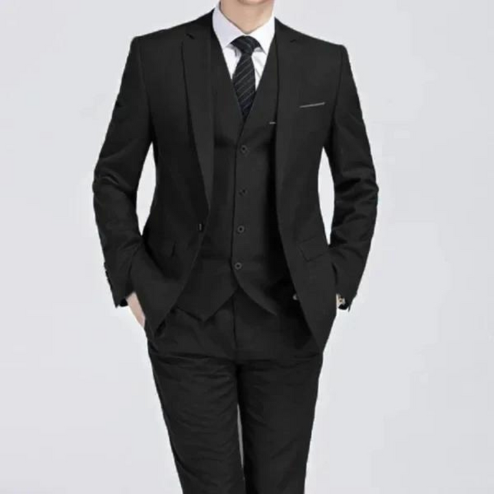 Modern men's business attire: a sophisticated tailored suit offering a sleek, professional look.