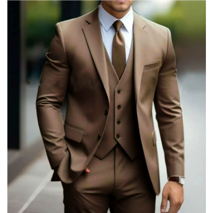 Men's three-piece vest suit, essential for a complete & elegant formal or business look.