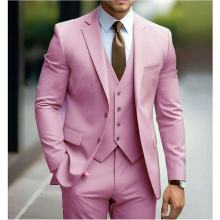 Slim-fit tailored suit trousers for men, ensuring a polished & modern wedding attire.