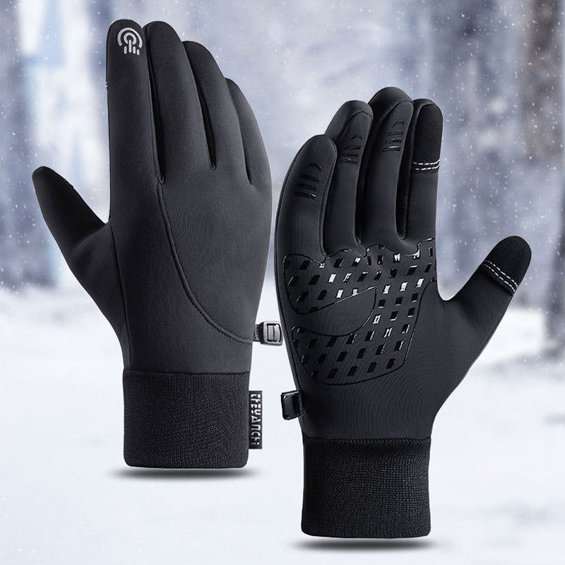 Men's thermal winter touchscreen gloves, black, insulated for cold weather activities like skiing or hiking