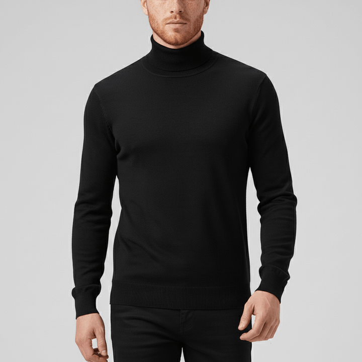 Practical men's turtleneck sweater (Toby), offering warmth and a sleek layering fit.