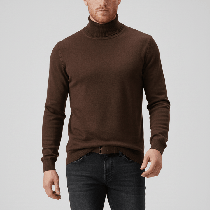 Men's slim-fit turtleneck sweater, ideal for smart casual wear or under a blazer.