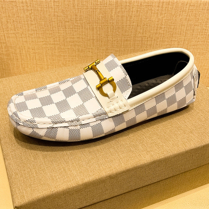 Men's Trapani patterned loafers, stylish slip-on driver shoes for dress casual or everyday wear.