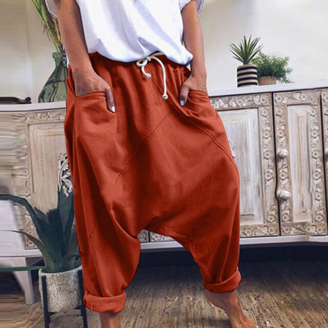 Relaxed men's bohemian harem pants, wide-leg trousers offering supreme casual comfort and style.
