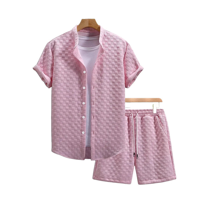 Men's two-piece matching set in a relaxed fit for summer style. Breathable shorts & shirt co-ord, perfect for vacation.