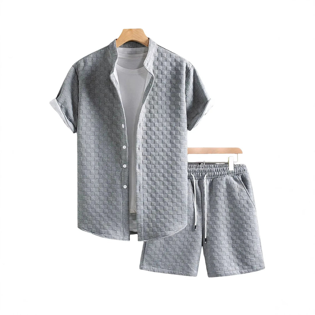 Men's black two-piece matching shorts set. Casual, relaxed fit co-ord for effortless summer fashion & activewear.