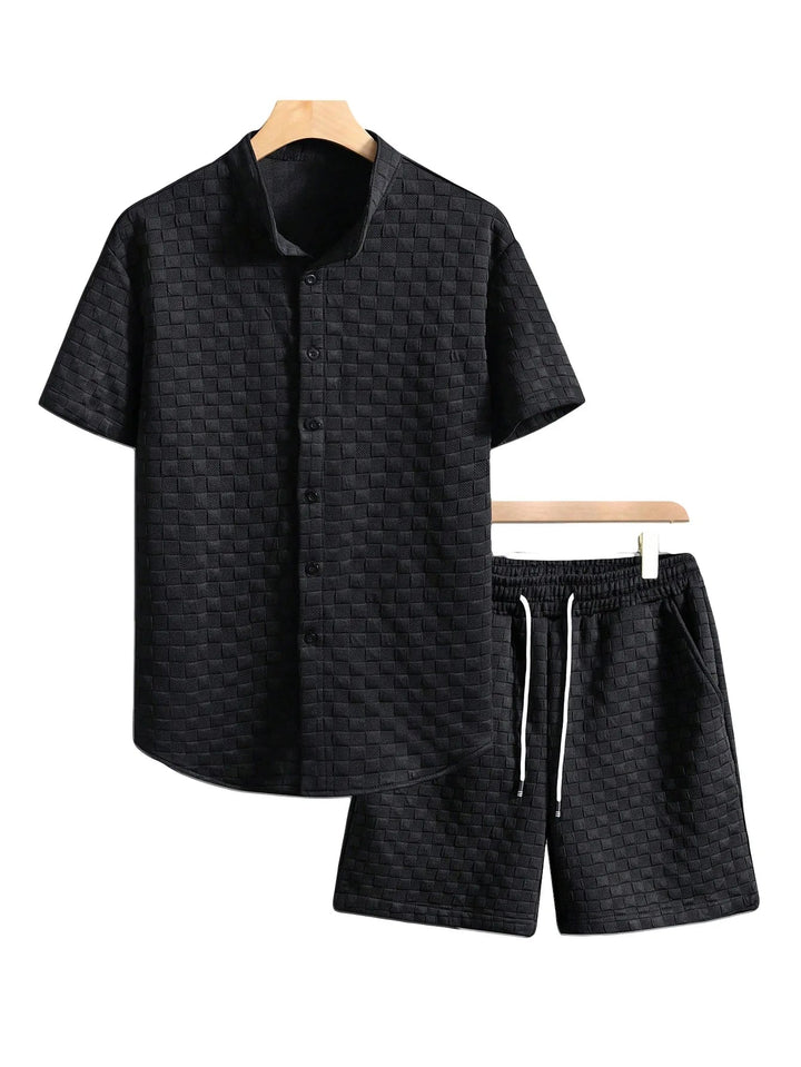 Men's casual two-piece summer matching set. Relaxed fit co-ord for effortless style, vacation, or spring-summer wear.