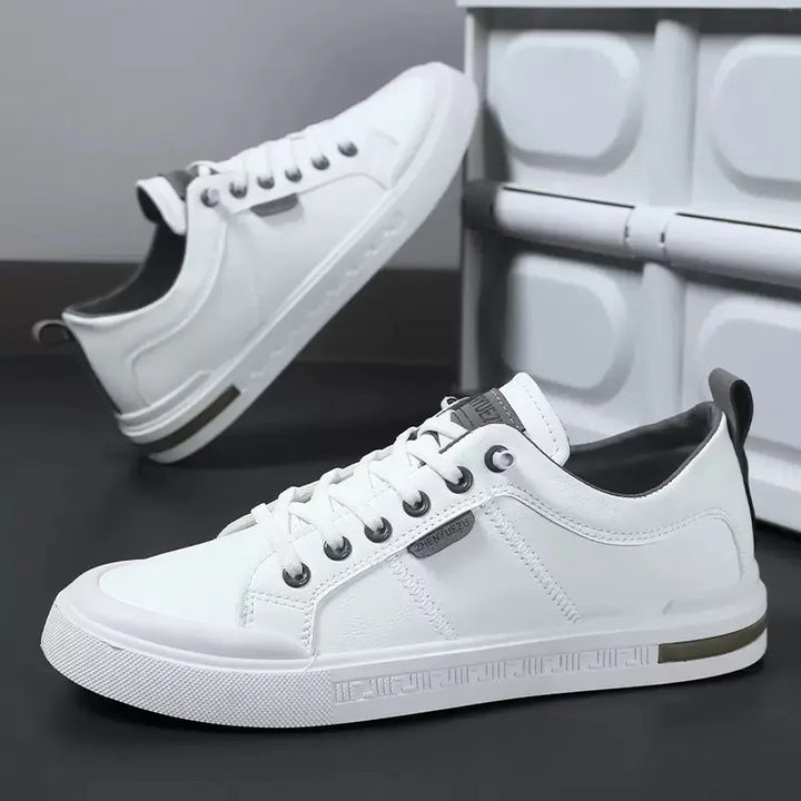 Side view of men's stylish two-tone casual sneakers, great for versatile everyday wear.