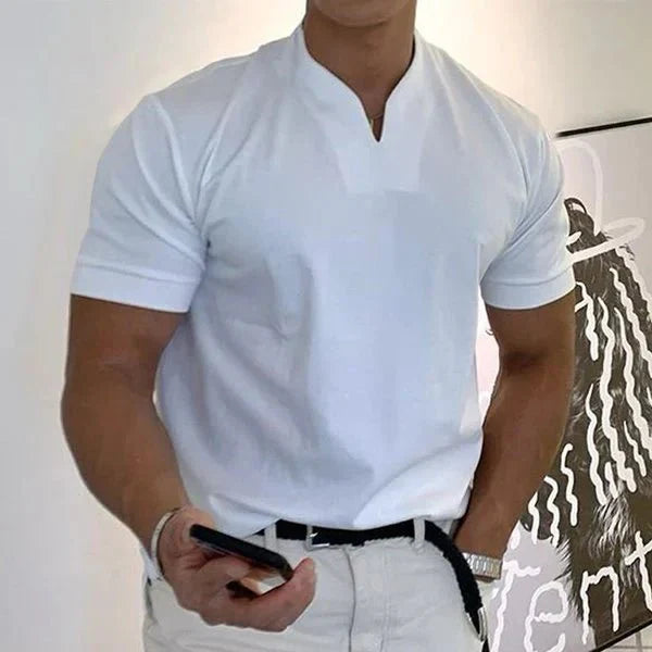 Men's V-neck quick-dry performance t-shirt, ideal for athletic activities & everyday comfort. Moisture-wicking fabric.