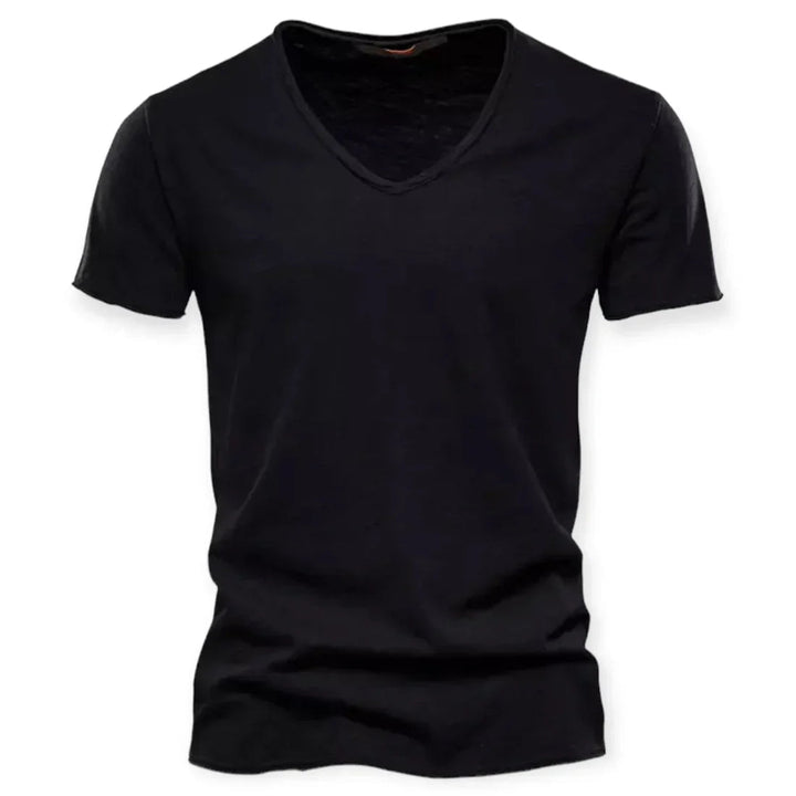 Versatile men's V-neck t-shirt, ideal for layering or as a breathable everyday casual top.