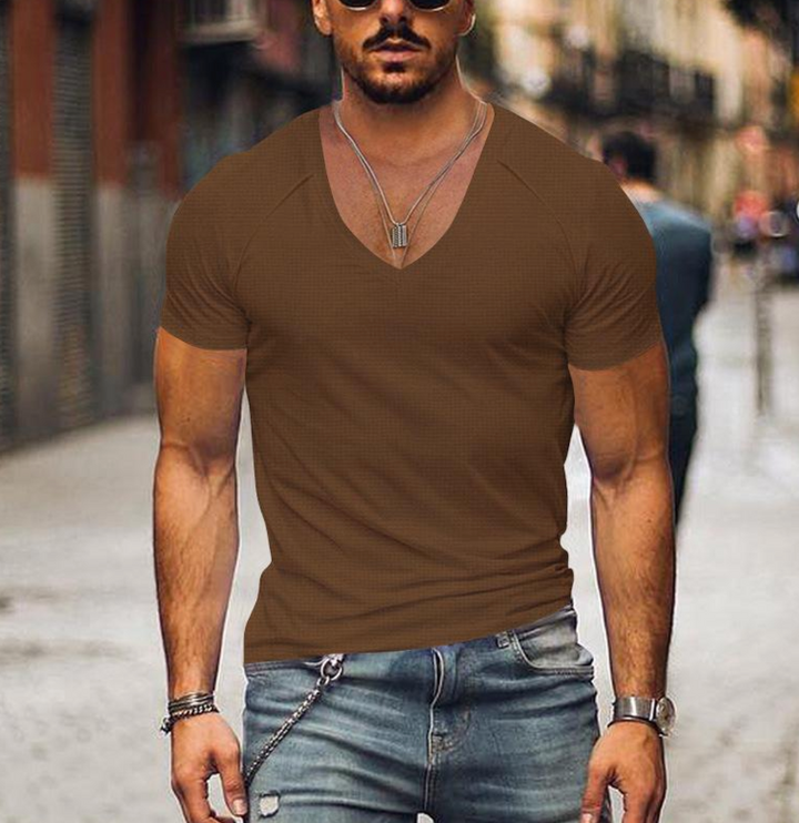 Fashionable men's V-neck t-shirt. Soft fabric, short-sleeve design for ultimate casual comfort & style.
