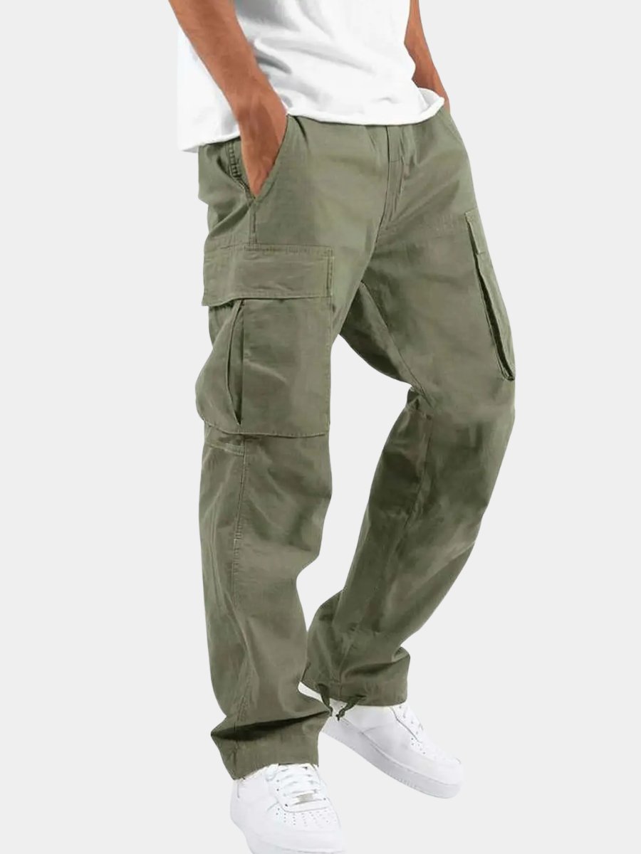 Men's versatile drawstring cargo pants, relaxed fit, multi-pockets, ideal for everyday casual comfort.