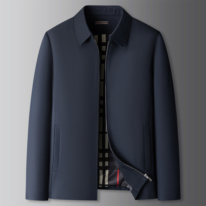 Lightweight men's zip-up jacket for casual everyday wear. Collared outerwear ideal for spring and fall fashion.