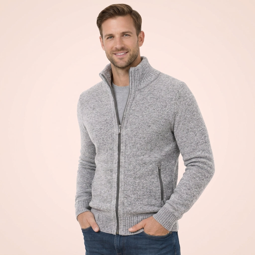 Effortless style with this men's full zip sweater. A versatile, long-sleeve knit for smart casual occasions.