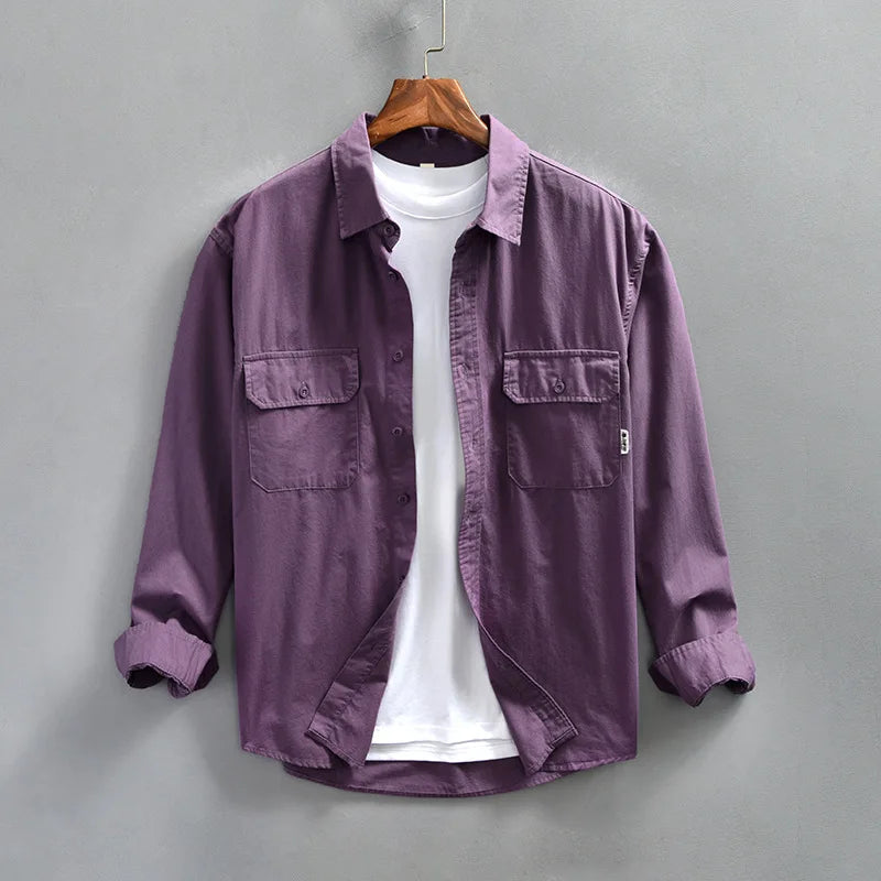 Men's versatile long sleeve button-up shirt for casual everyday comfort and style.