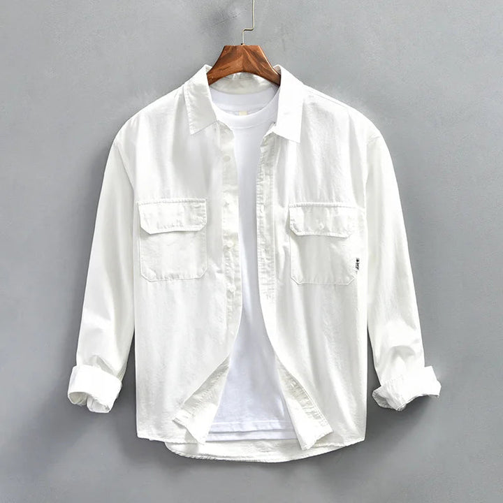 Classic men's long sleeve button-up casual shirt, offering comfort and timeless style.