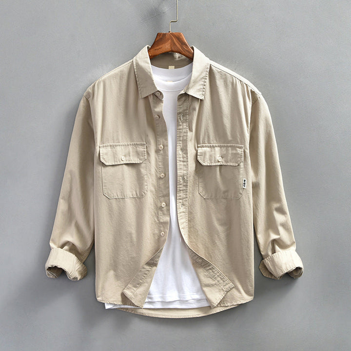 Men's button-up long sleeve casual shirt, versatile for daily wear and modern comfort.