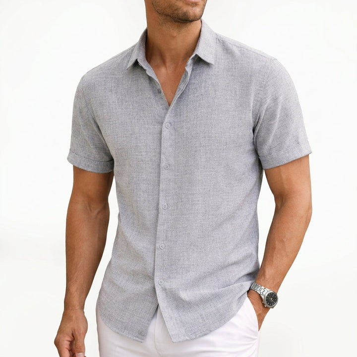 Tailored fit men's short sleeve shirt, a versatile wardrobe essential for spring, summer & formal casual wear.
