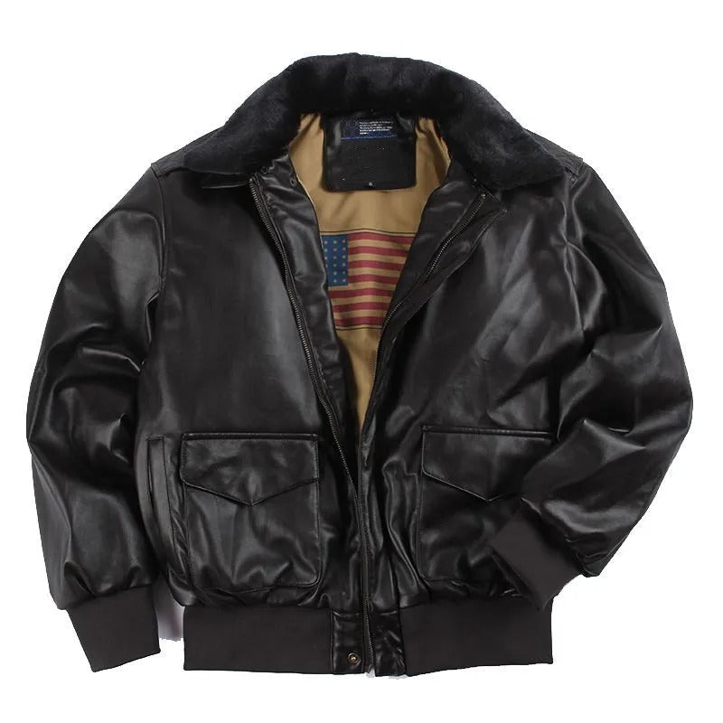 Timeless men's brown leather biker jacket, vintage winter outerwear perfect for casual fashion.