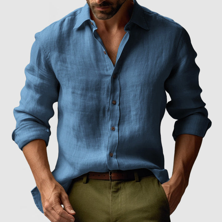 Smart-casual men's vintage button-up shirt, long sleeve. Great for everyday wear & modern fashion.
