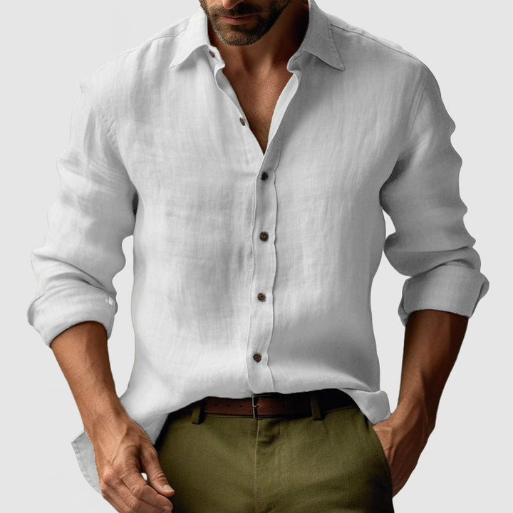 Stylish men's vintage button-up long sleeve shirt. Elevate your smart-casual outfits.
