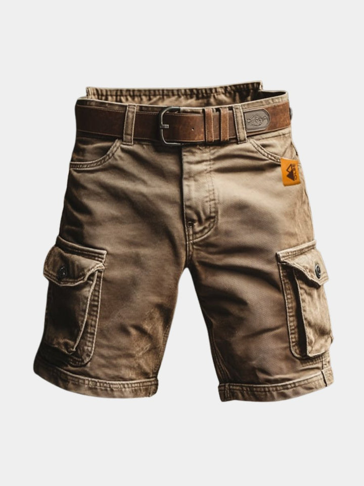 Men's vintage cargo shorts in rugged style with multiple pockets for comfort & utility, ideal for summer daily wear.
