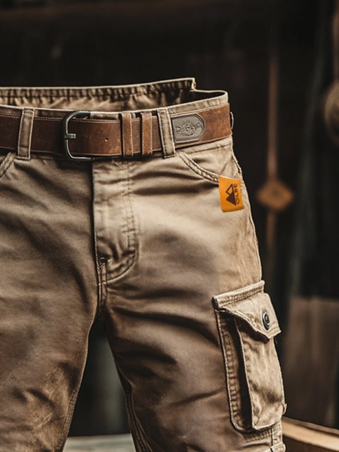 Stylish men's vintage cargo shorts, ideal for summer fashion, offering rugged look and everyday comfort.