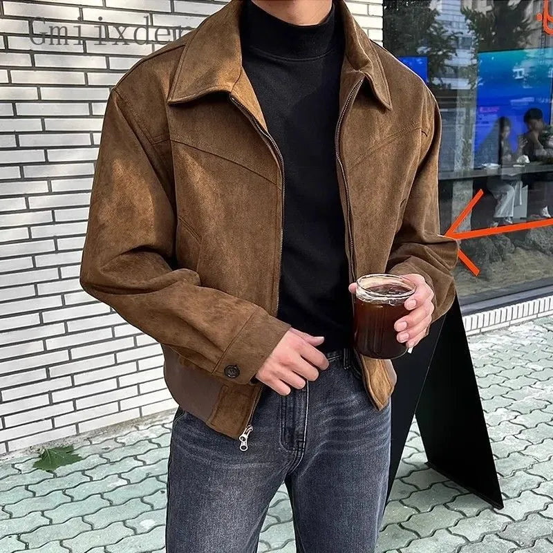 Stylish men's vintage casual zip jacket in durable fabric, ideal for smart casual wear.