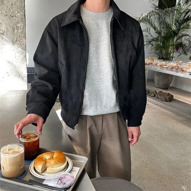 Timeless men's vintage jacket, a classic smart casual zip outerwear piece for versatile styling.
