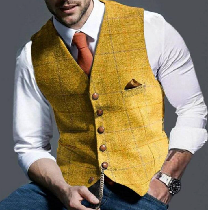 Tailored men's vintage vest, classic style with modern edge. Gentleman's attire for sophisticated looks.