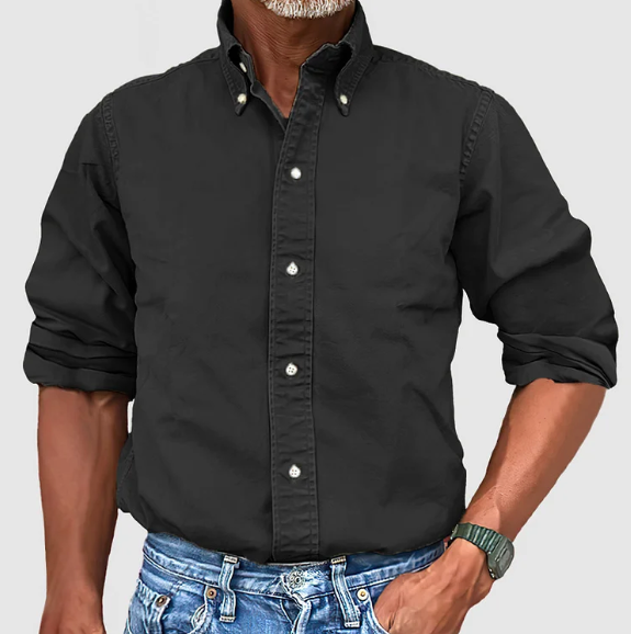 Classic Men's Button Down Shirt with vintage wash for versatile, everyday casual wear.
