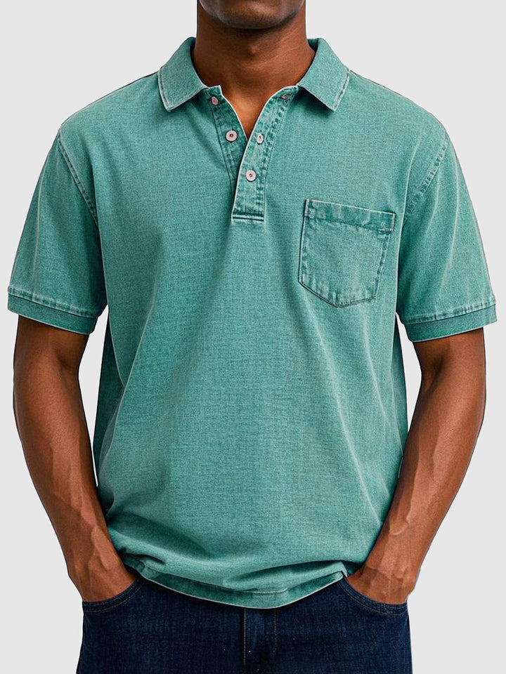 Men's short sleeve polo shirt: Comfortable washed cotton, ideal for everyday casual wear & summer fashion.