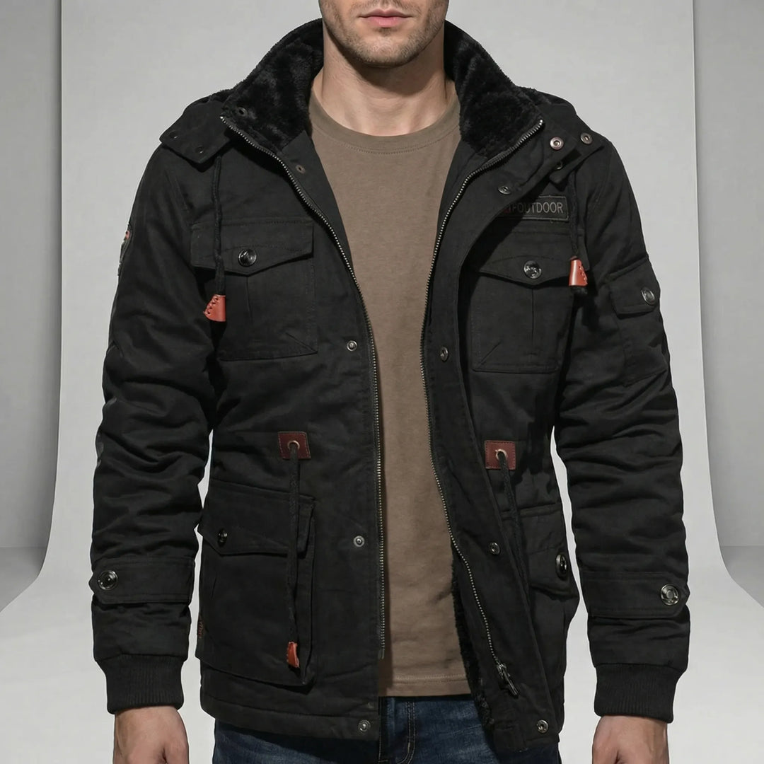 Durable men's water-repellent parka. Everyday jacket for cold weather, offering windproof protection & casual urban style.