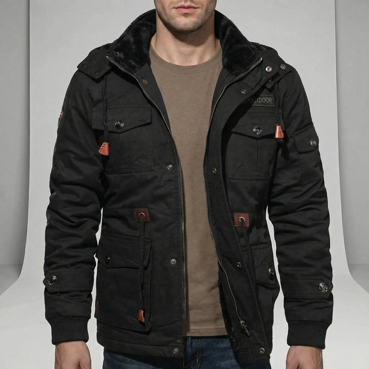 Durable men's water-repellent parka. Everyday jacket for cold weather, offering windproof protection & casual urban style.