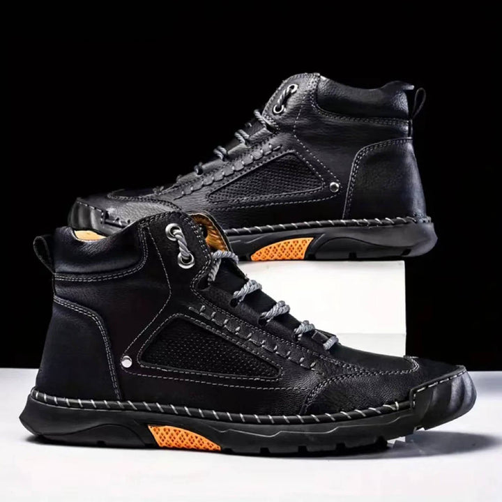 Men's waterproof hiking boots with arch support for comfortable outdoor trekking.