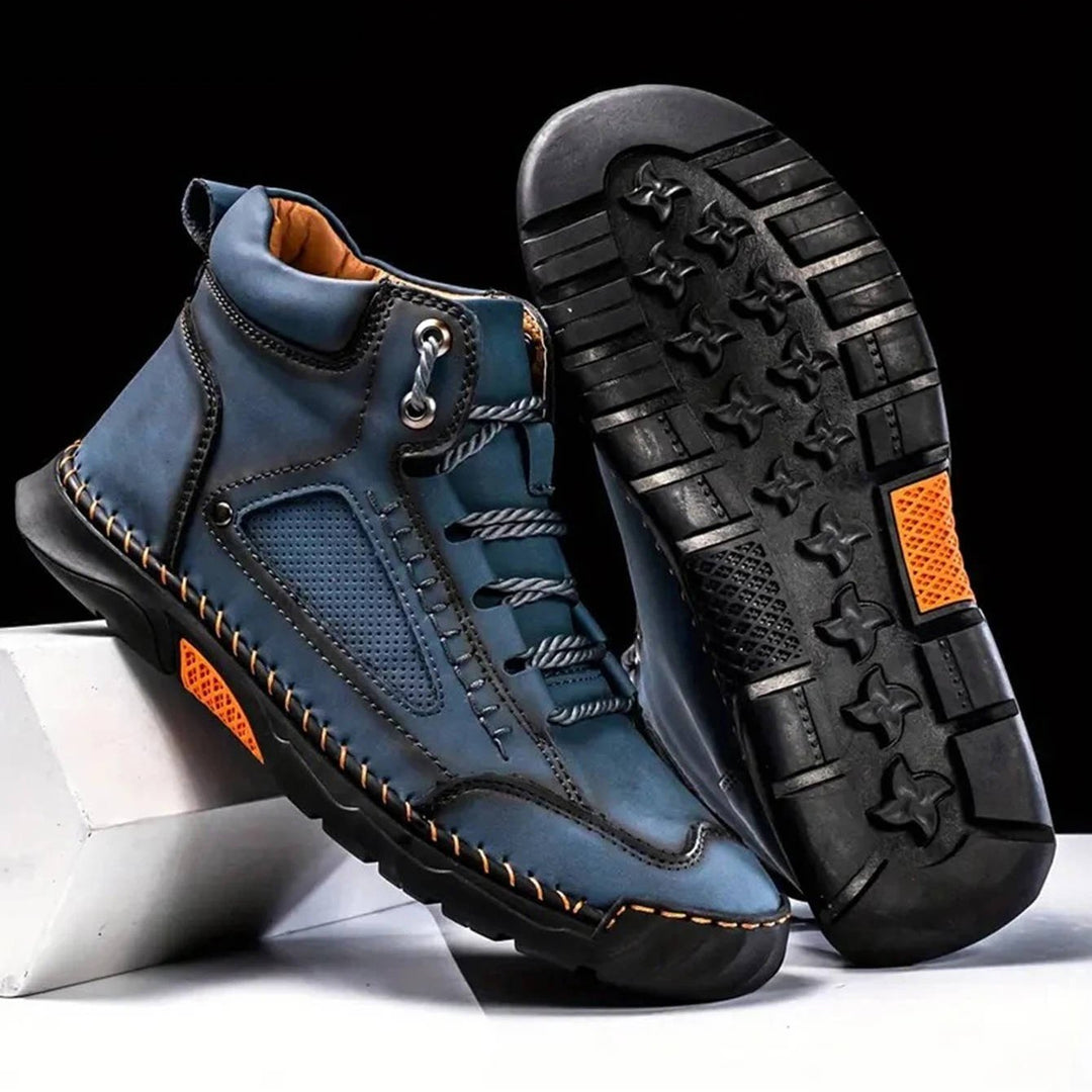 Rugged men's waterproof hiking boots with arch support for any outdoor adventure.
