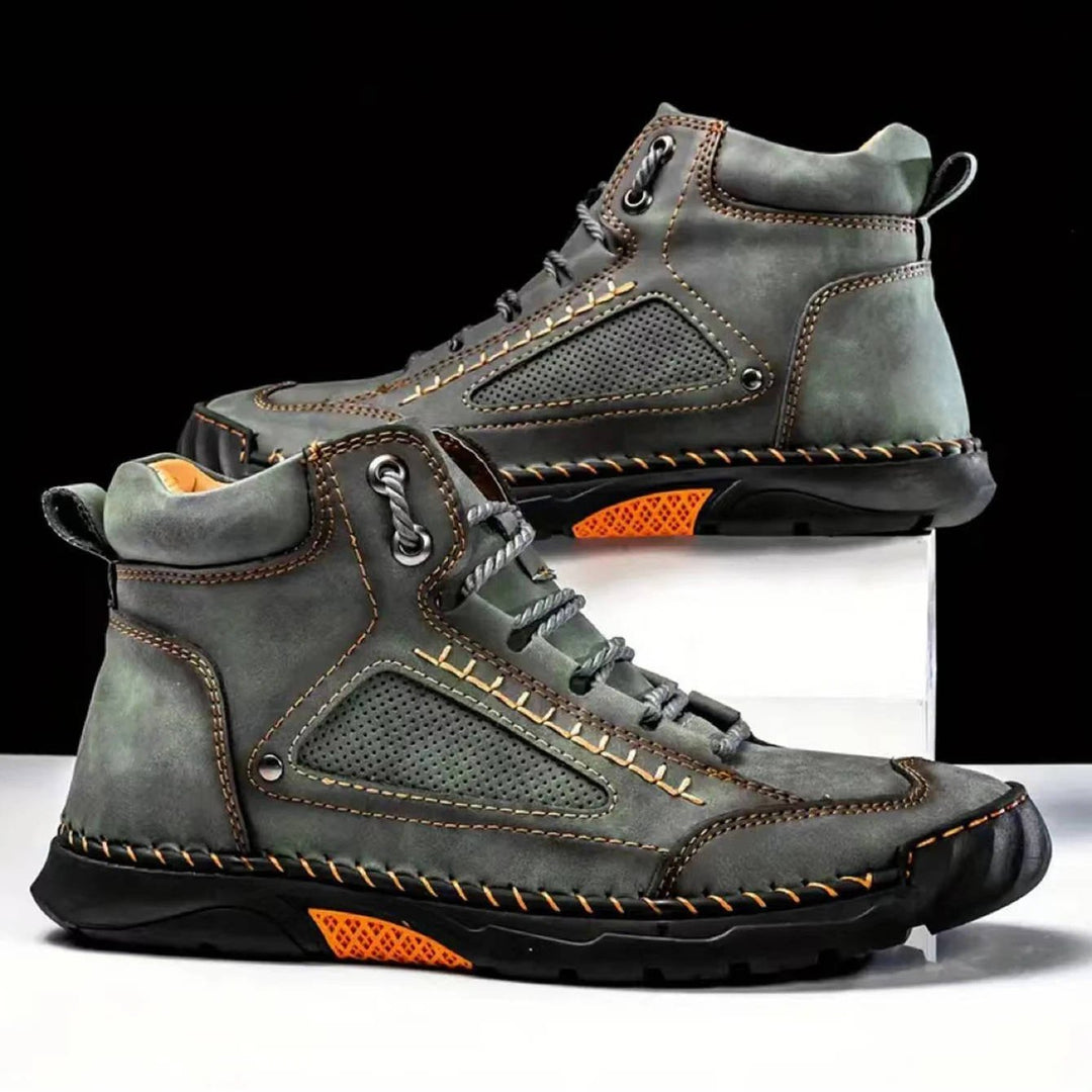 Men's waterproof outdoor footwear with arch support, perfect for hiking and walking trails.
