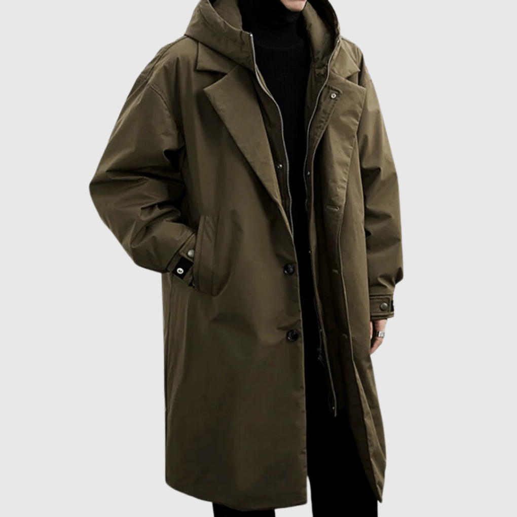 Men's waterproof raincoat, all-weather performance jacket. Lightweight & stylish for travel & commuting in black.
